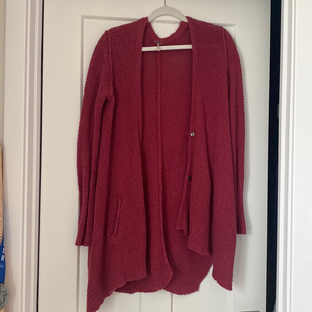 Free People Red Oversized Cardigan